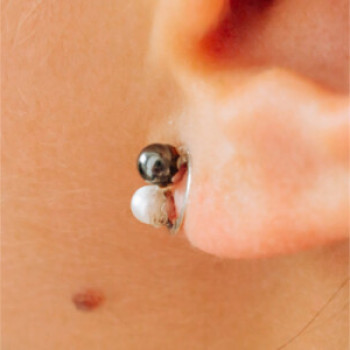 10K White Gold Pearls Earrings Italy