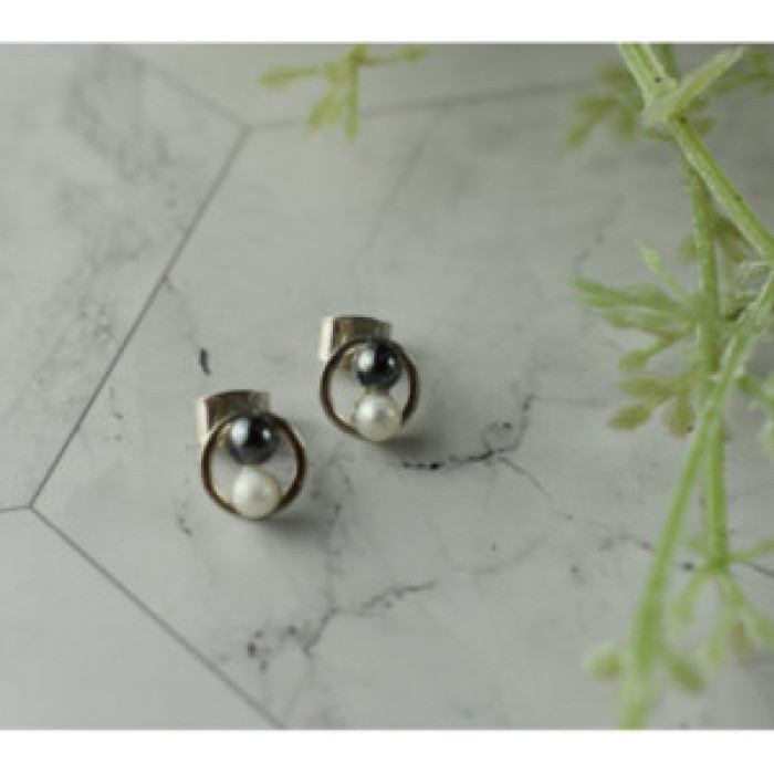 10K White Gold Pearls Earrings Italy