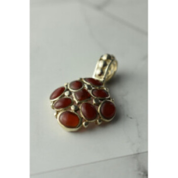 925 Sterling Silver Carnelian Pendant