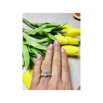 925 Sterling Silver Purple Tourmaline & Peridot Ring Size 8