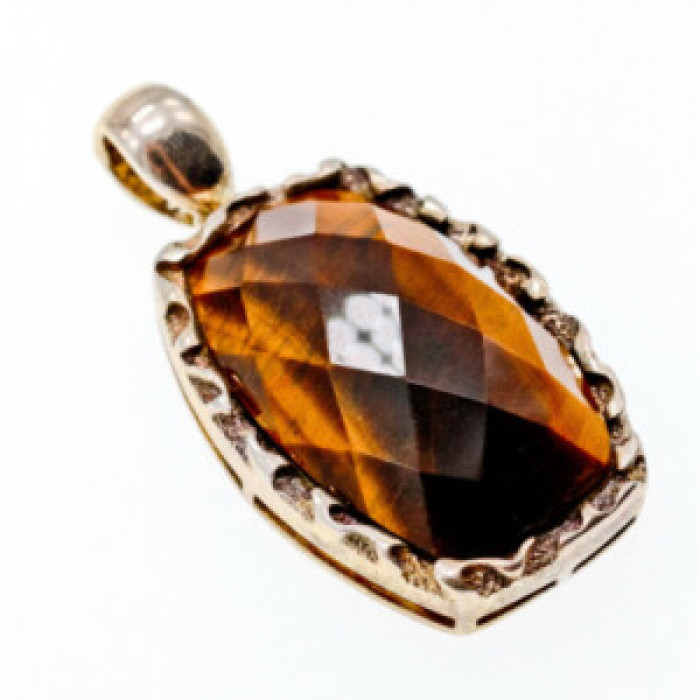 925 Sterling Silver Tiger'S EYE Pendant