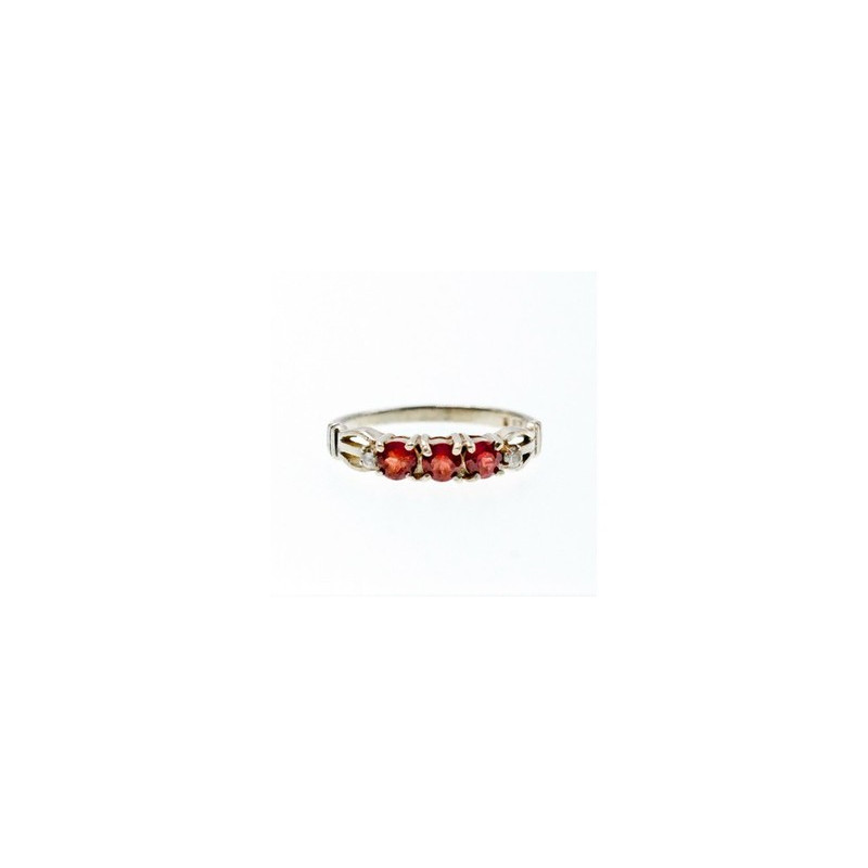 925 Sterling Silver Spessartine & CZ Ring Size 8