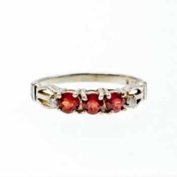925 Sterling Silver Spessartine & CZ Ring Size 8