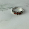925 Sterling Silver Spessartine & CZ Ring Size 8