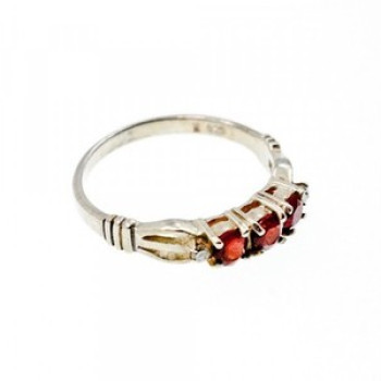 925 Sterling Silver Spessartine & CZ Ring Size 8