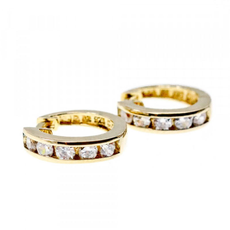 925 Sterling Silver Gold Plated CZ Earrings