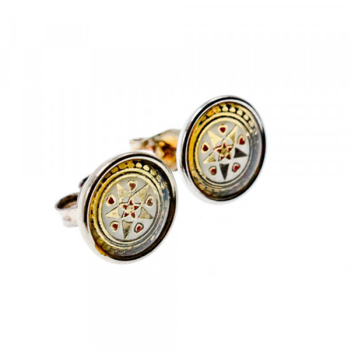 Vintage 925 Sterling Silver Engraving Stud Earrings