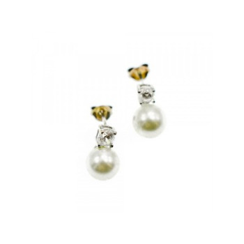925 Sterling Silver Pearl & CZ Stud Earrings