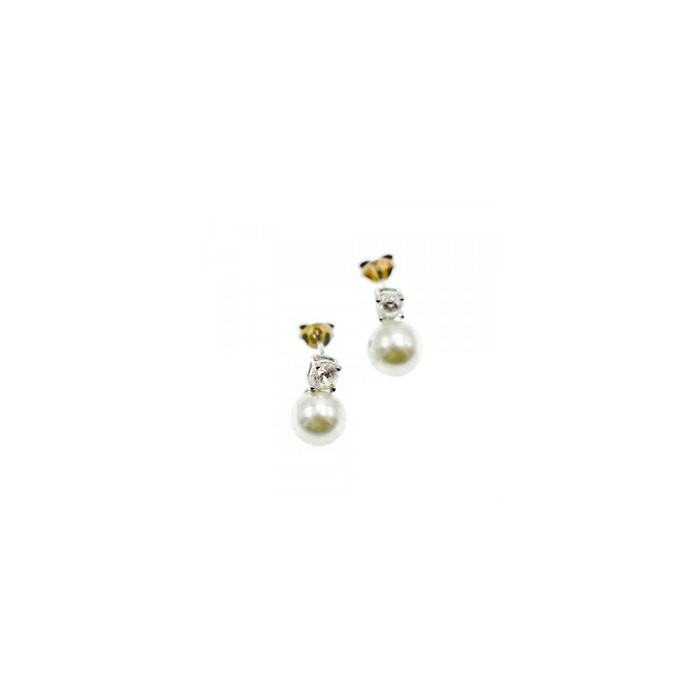925 Sterling Silver Pearl & CZ Stud Earrings