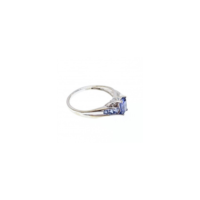 10K WHITE GOLD IOLITE & DIAMONDS RING SIZE 6.5