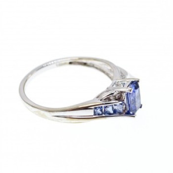 10K White Gold Iolite & Diamonds Ring Size 6.5