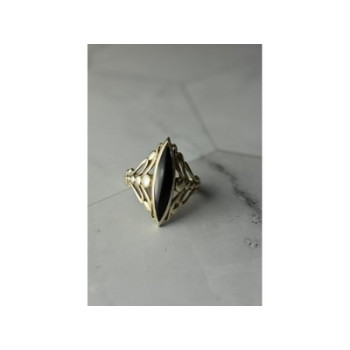 Vintage 925 Sterling Silver Black Agate Ring Size 8