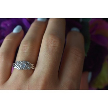 925 Sterling Silver White Topaz Ring Size 6.5