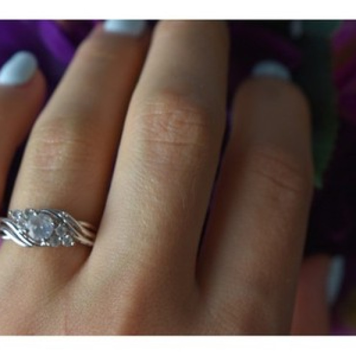 925 Sterling Silver White Topaz Ring Size 6.5