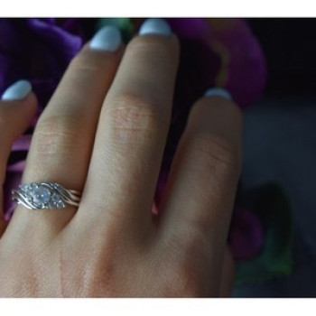 925 Sterling Silver White Topaz Ring Size 6.5