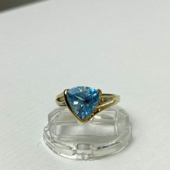 10K Yellow Gold Topaz & Diamonds Ring Size 7