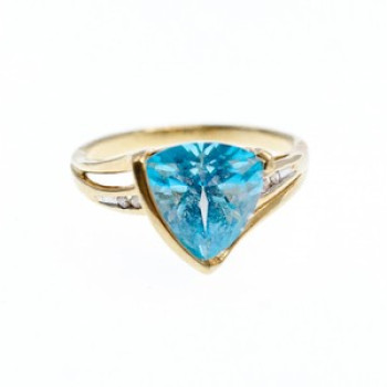 10K Yellow Gold Topaz & Diamonds Ring Size 7