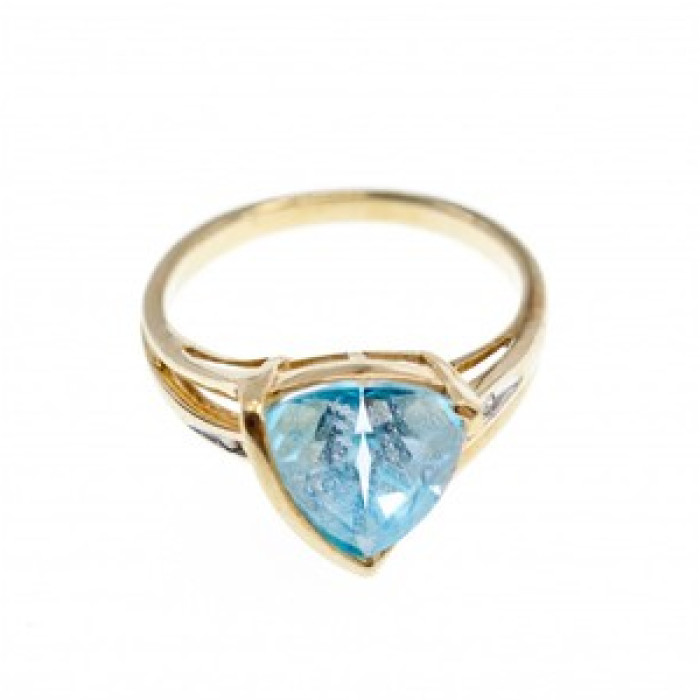 10K Yellow Gold Topaz & Diamonds Ring Size 7