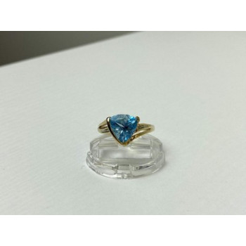 10K YELLOW GOLD TOPAZ & DIAMONDS RING SIZE 7