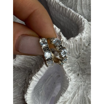 925 Sterling Silver Topaz & Marcasite Earrings Length 0.70 Inch