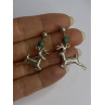 925 Sterling Silver Malachite Deer Earrings Length 1.40 Inch