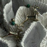 925 Sterling Silver Malachite Deer Earrings Length 1.40 Inch