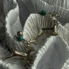 925 Sterling Silver Malachite Deer Earrings Length 1.40 Inch