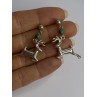 925 Sterling Silver Malachite Deer Earrings Length 1.40 Inch