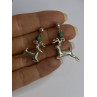 925 Sterling Silver Malachite Deer Earrings Length 1.40 Inch