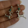925 Sterling Silver Malachite Deer Earrings Length 1.40 Inch