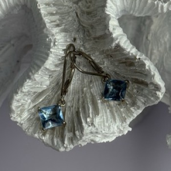 Shiny 925 Sterling Silver Topaz Earrings Length 1 Inch