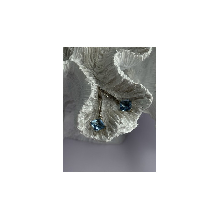 Shiny 925 Sterling Silver Topaz Earrings Length 1 Inch