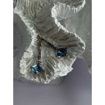 Shiny 925 Sterling Silver Topaz Earrings Length 1 Inch