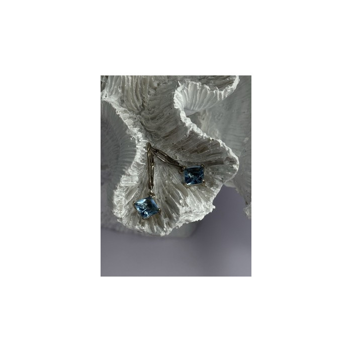 Shiny 925 Sterling Silver Topaz Earrings Length 1 Inch