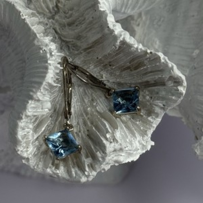 Shiny 925 Sterling Silver Topaz Earrings Length 1 Inch