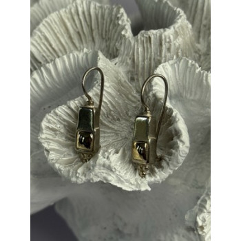 925 Sterling Silver With Gold Plated Part Earrings Length 1 Inch