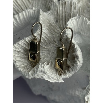 925 Sterling Silver With Gold Plated Part Earrings Length 1 Inch