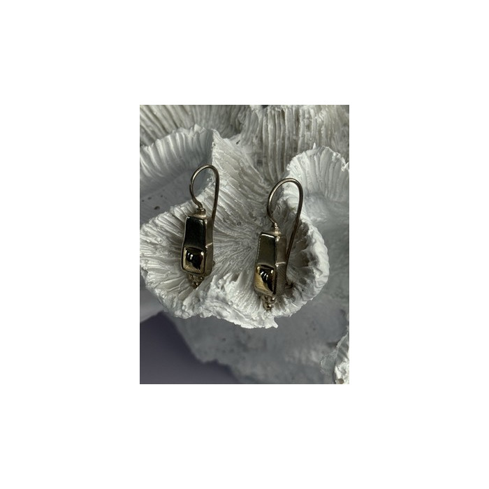 925 Sterling Silver With Gold Plated Part Earrings Length 1 Inch