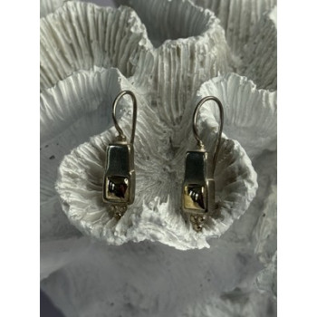 925 Sterling Silver With Gold Plated Part Earrings Length 1 Inch