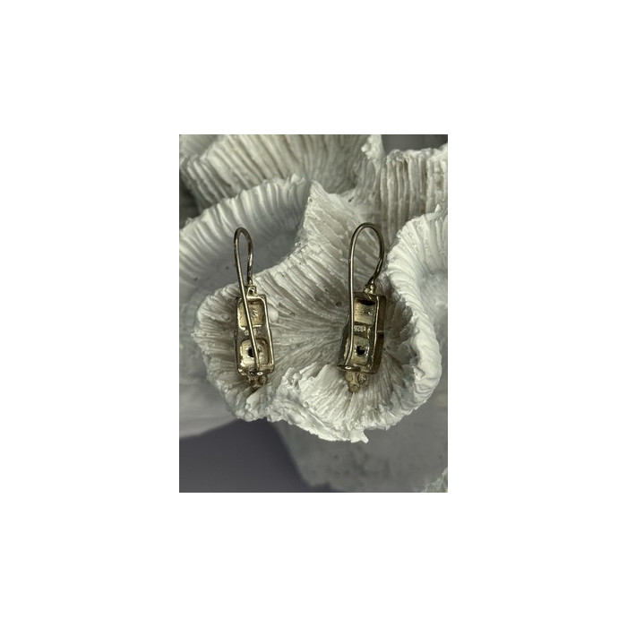 925 Sterling Silver With Gold Plated Part Earrings Length 1 Inch