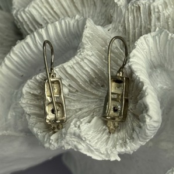 925 Sterling Silver With Gold Plated Part Earrings Length 1 Inch