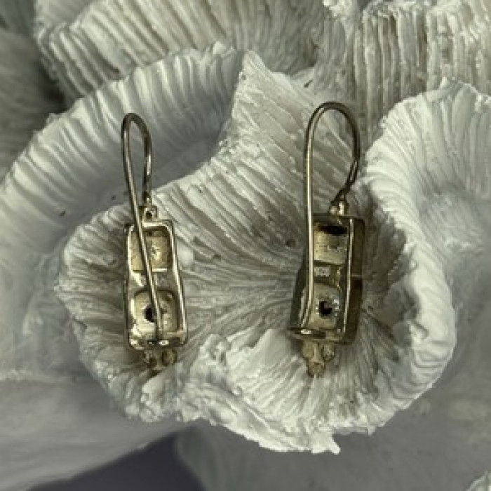 925 Sterling Silver With Gold Plated Part Earrings Length 1 Inch