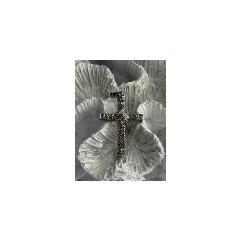 925 Sterling Silver Diamond Cross Length 1.50 Inch