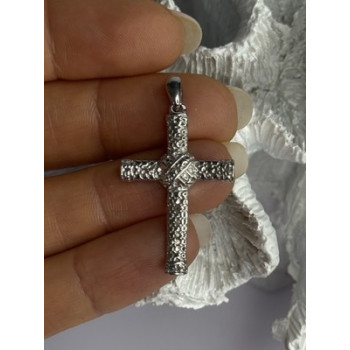 925 Sterling Silver Diamond Cross Length 1.50 Inch