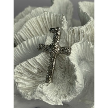 925 Sterling Silver Diamond Cross Length 1.50 Inch