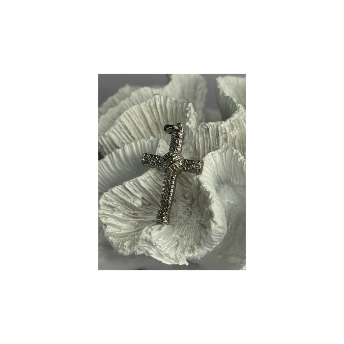 925 Sterling Silver Diamond Cross Length 1.50 Inch