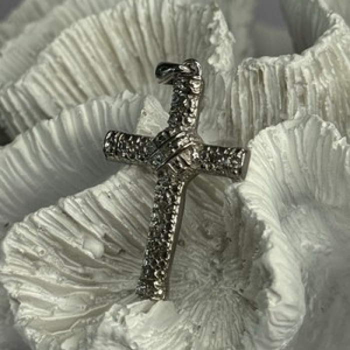 925 Sterling Silver Diamond Cross Length 1.50 Inch