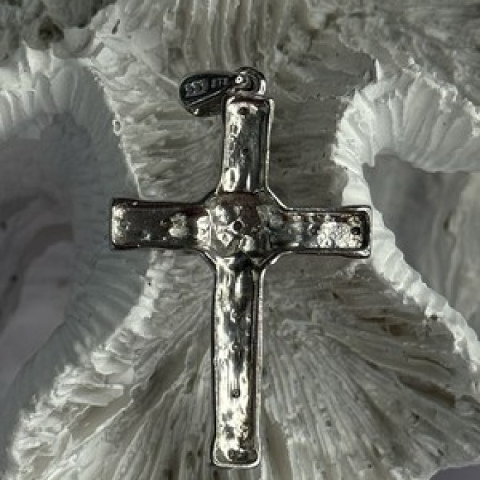 925 Sterling Silver Diamond Cross Length 1.50 Inch