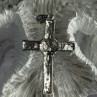 925 Sterling Silver Diamond Cross Length 1.50 Inch