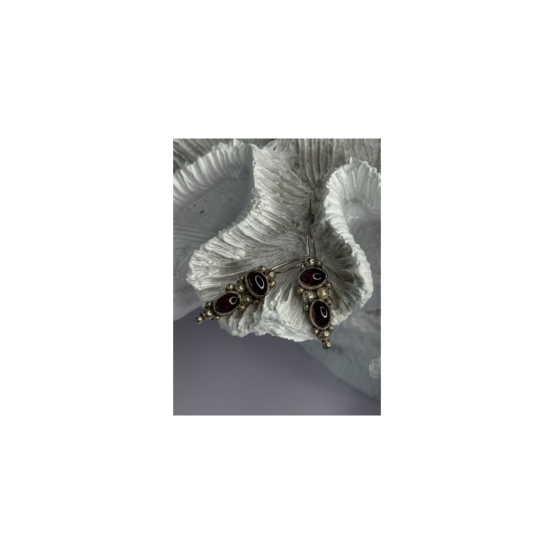 925 Sterling Silver Garnet Pyrope Earrings Length 1.15 Inch